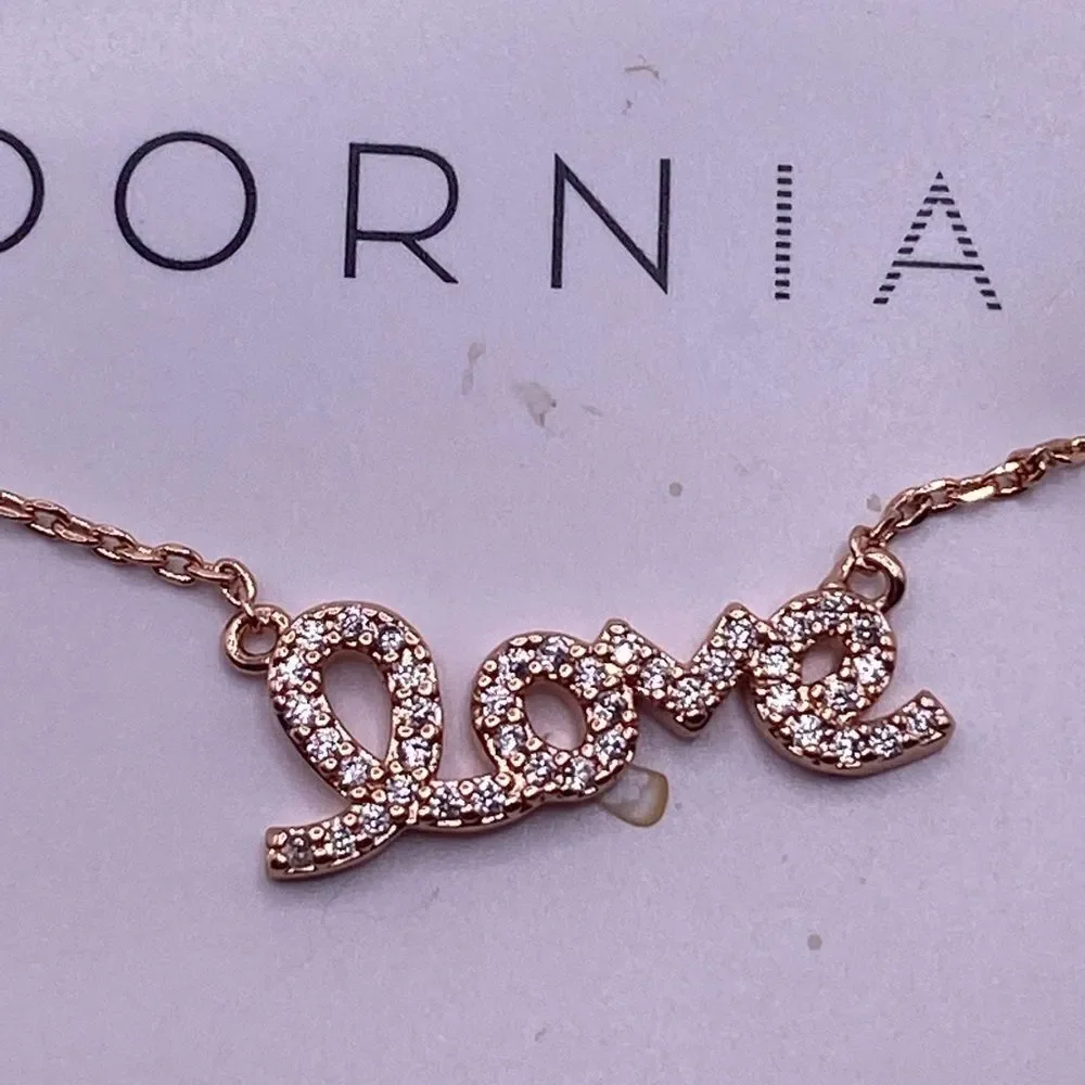 ! SUNDAY SALE! ✨ADORNIA✨ rosegold “love” rhinestone necklace - Picture 2 of 4